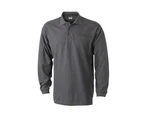 James and Nicholson Unisex Long-Sleeved Pique Polo (Anthracite Grey) - FU291