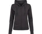 Build Your Brand Womens Terry Zip Hoodie (Charcoal) - RW6475