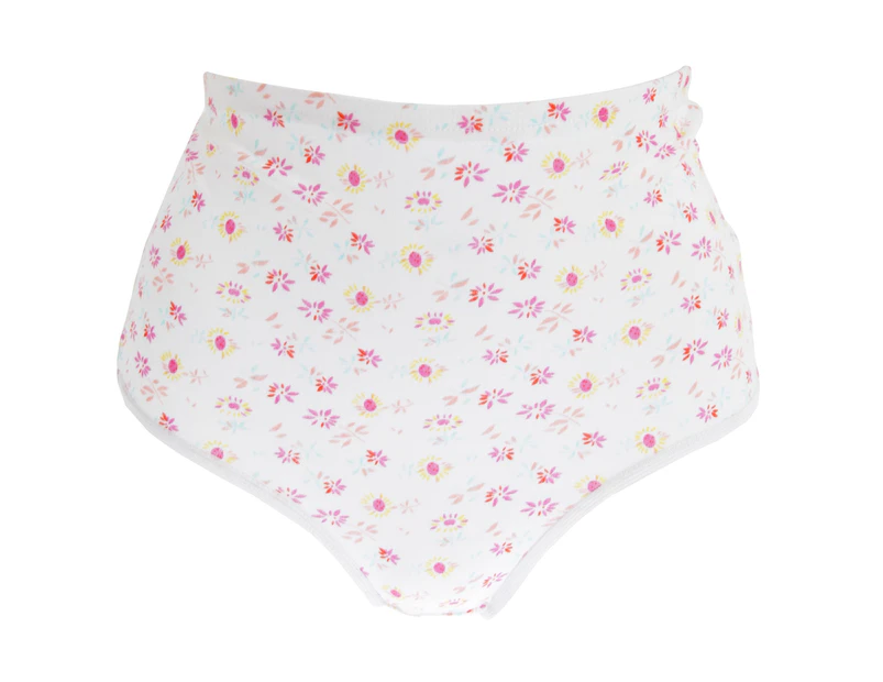 Passionelle Womens Floral Tunnel Elastic Cotton Briefs (Pack Of 3) (White/Floral) - WU153