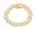 Premium Bling 925 Sterling Silver Bracelet - MIAMI CURB 14mm - Gold