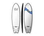 FIND 6'9" Tuffpro Quadfish White Soft Surfboard Softboard + Padded Silver Cover + Leash Package