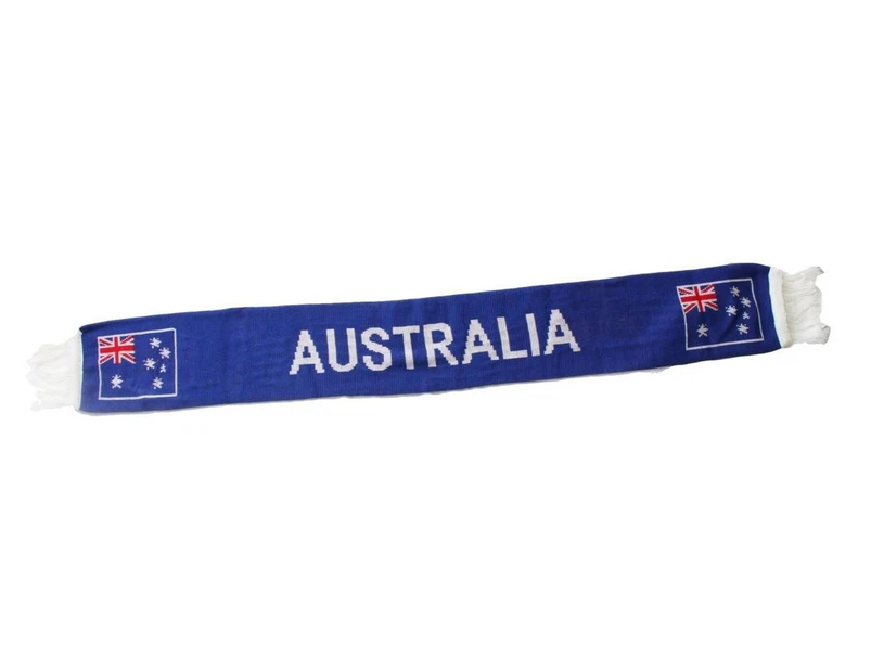 Australian Flag Souvenir Knitted Scarf Australia Day Party Sports Criket [Colour: Navy & White]