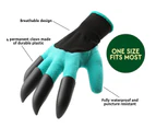 1 Pair Garden Gloves Claws Digging Planting w/ 4 ABS Plastic Claws Green
