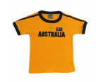Kids Australia Day Souvenir T-Shirt Cotton Embroidery Flag Navy Green & Gold