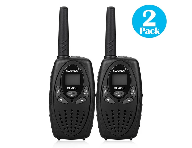 FLOUREON 8 Channel Walkie Talkies UHF400-470MHz Two-Way Radio 3KM Interphone Black