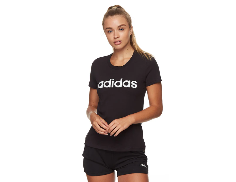 Adidas Women's Essentials Linear Slim T-Shirt - Black/White