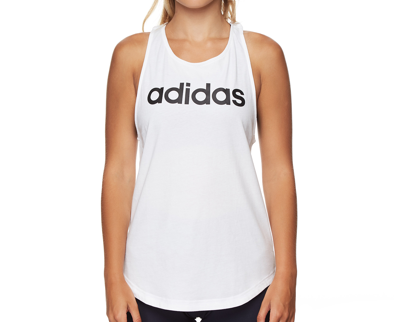 Adidas Women's Essentials Linear Loose Tank Top - White/Black | Catch.co.nz