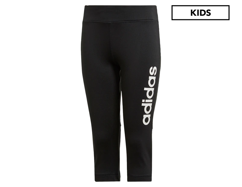 Adidas Girls' Linear Logo 3/4 Tights - Black/White
