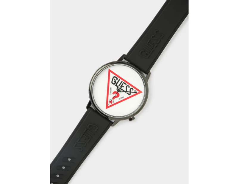 Guess Unisex Hollywood Silicone Analog Watch In Black Watches