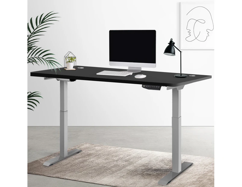 Artiss Standing Desk Sit Stand Up Table Riser Height Adjustable Motorised Electric Frame Dual Motor w/ 150cm Wooden Desktop Home Office Workstation Studio