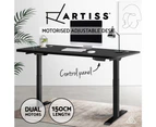 Artiss Standing Desk Sit Stand Table Height Adjustable Motorised Electric Dual Motor Frame Riser Home Office Laptop Computer Desktop 150cm Black