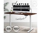 Artiss Standing Desk Sit Stand Table Height Adjustable Motorised Electric Dual Motor Frame Riser w/ Wooden Desktop 160cm Home Office Workstation
