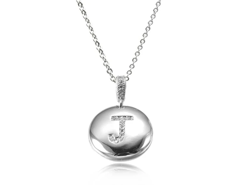 Personalized Letter 'J' Platinum Plated with CZ Fine Jewelry Beads Pendant Necklace