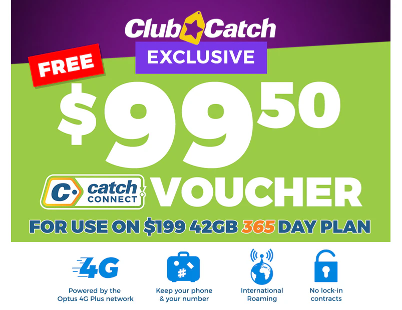 50% OFF Catch Connect Voucher for $199 Mobile Plan