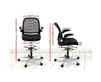Artiss Veer Drafting Stool Office Chairs Mesh Adjust Armrest Black Standing Desk