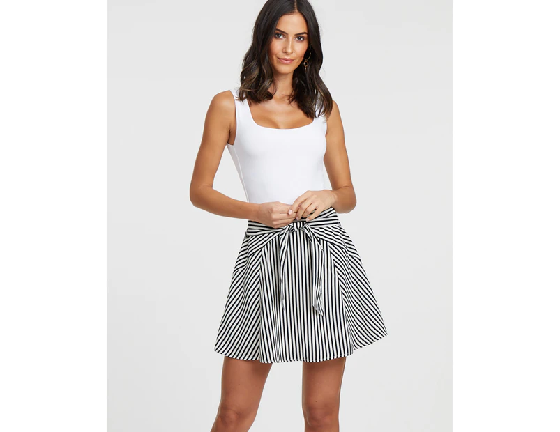 Tussah Women's Harlow Skirt. - Wht & Blk Stripe