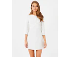 Tussah Women's Easton Twist Front Dress. - White Based Stripe