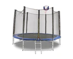 2.4m 8ft Round Trampoline FREE Basketball Set Safety Net Spring Pad Cover Ladder