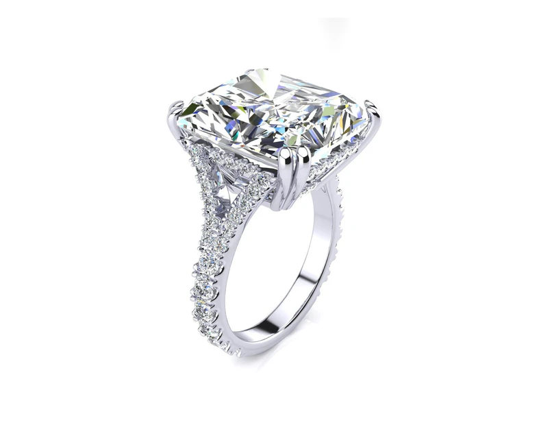 13.13 Octagon Shape Diamond Engagement Ring With Hidden Halo In 18 Karat White Gold Size 7