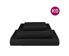 King Single Black 1000TC Microfibre 1cm Stripe Fitted, Flat Sheet Set