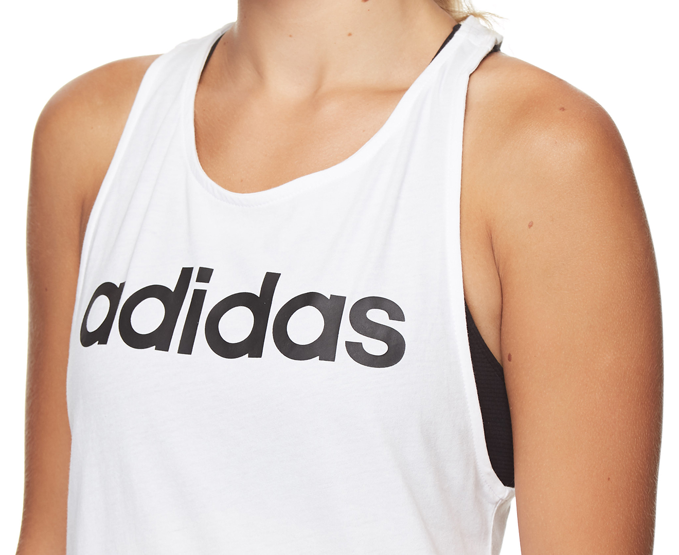 Adidas Women's Essentials Linear Loose Tank Top - White/Black | Catch.co.nz