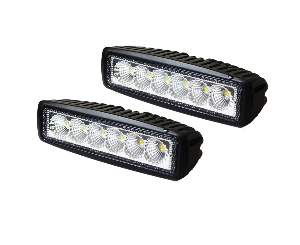 Pair 6inch 30W LED Work Light Bar Flood Reverse Fog Lights 4WD