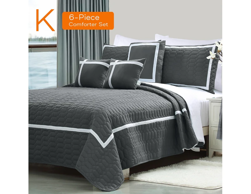 King 6-Piece Embossed Comforter Set in Charcoal