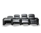 Sophie Black Leather 4 Seater Home Theatre Recliner Lounge Suite