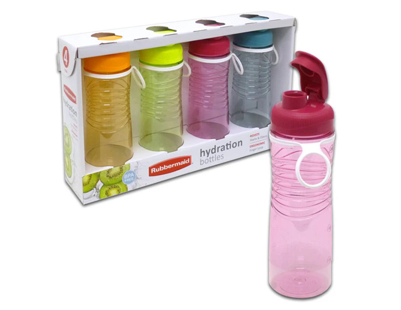 Rubbermaid 590mL Hydration Bottle 4-Pack - Assorted