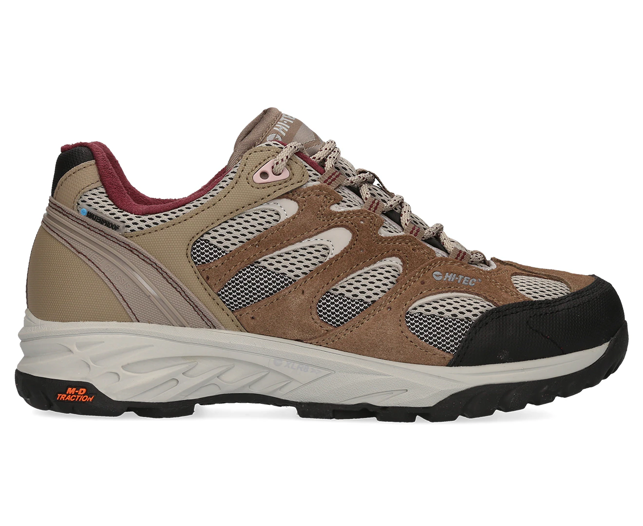 Hi-Tec Women's Wild Fire Low I Waterproof Shoe - Taupe/Warm Grey/Grape Wine