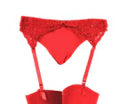 Silky Womens Narrow Lace Suspender Belt (1 Pair) (Red) - LW341
