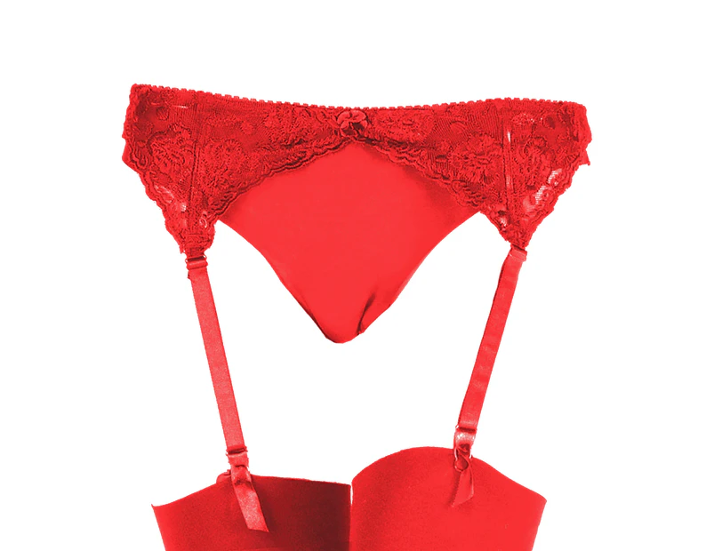 Silky Womens Narrow Lace Suspender Belt (1 Pair) (Red) - LW341