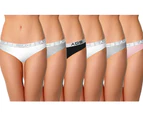 AQS Women's Cotton Bikini Underwear 6 Pack - White/Grey/Pink + Black/White/Grey