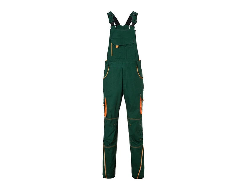 James And Nicholson Unisex Workwear Pants With Bib Level 2 (Dark Green/Orange) - FU922