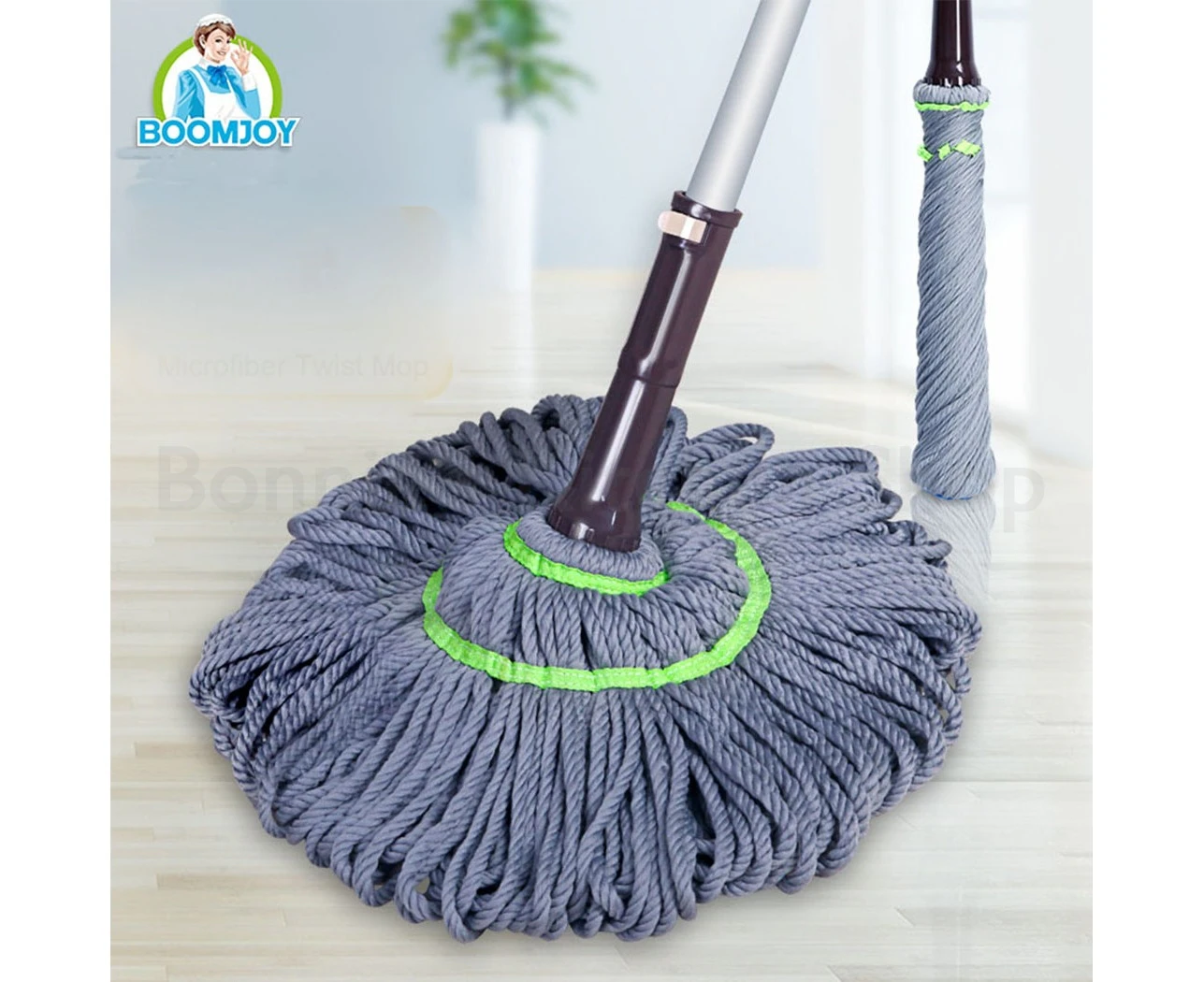 BOOMJOY Twist Mop, Self-Wringing Wet Mop for Floor Cleaning