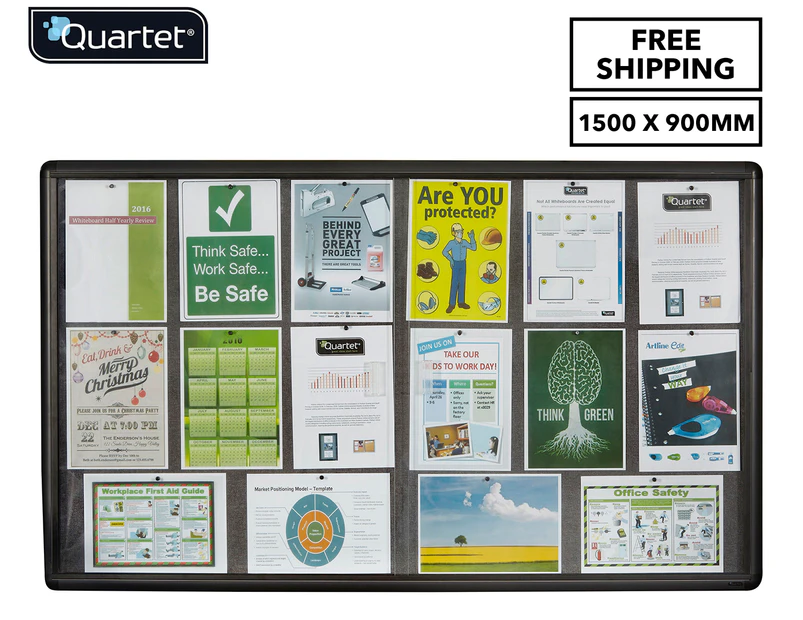 Quartet 1500x900mm Penrite Glass Fabric Bulletin Board - Grey
