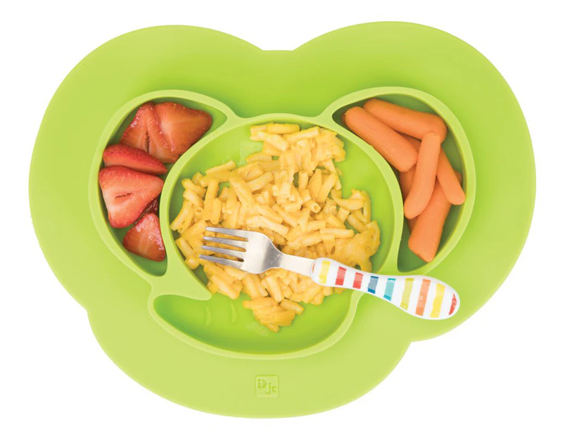 InterDesign IDJR Elephant Non-Slip Silicone Suction Divided Mini Placemat Plate - Lime