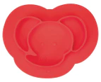 InterDesign IDJR Elephant Non-Slip Silicone Suction Divided Mini Placemat Plate - Cherry