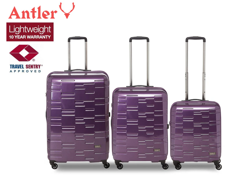 Antler Prism 3-Piece 4W Hi-Shine Luggage/Suitcase Set - Purple
