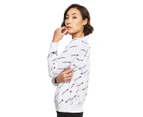 Champion Women's French Terry All Over Graphic Crew - White