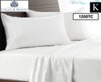 Logan & Mason 1200TC Cotton Rich King Bed Sheet Set - White