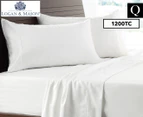Logan & Mason 1200TC Cotton Rich Queen Bed Sheet Set - White