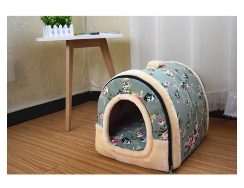 WJS Foldable Cat Bed Cave|Non-Slip PetRabbit House with Detachable Cushion - 8#