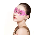 FESTNIGHT Rose Laser Cut Metal Half Mask with Rhinestones Masquerade Ball Halloween Mask Fancy Gift