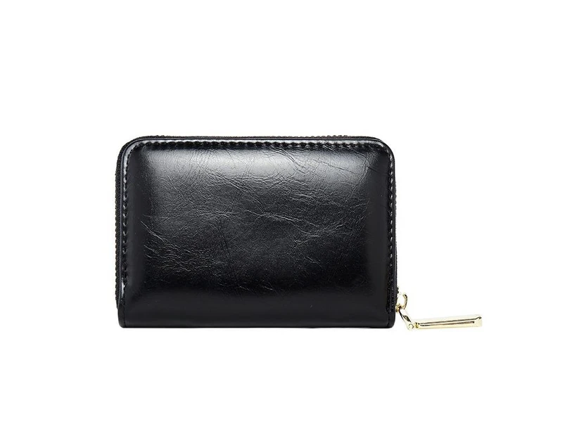 Acelure Mini Leather Credit Cardholder Wallet - Black
