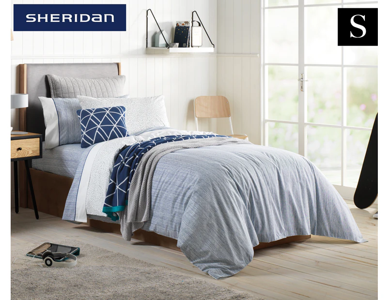 Sheridan Strypie Kids' Single Bed Quilt Cover Set - Cobalt