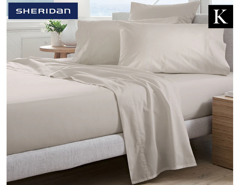 Sheridan 300TC Classic Percale King Bed Sheet Set - Putty