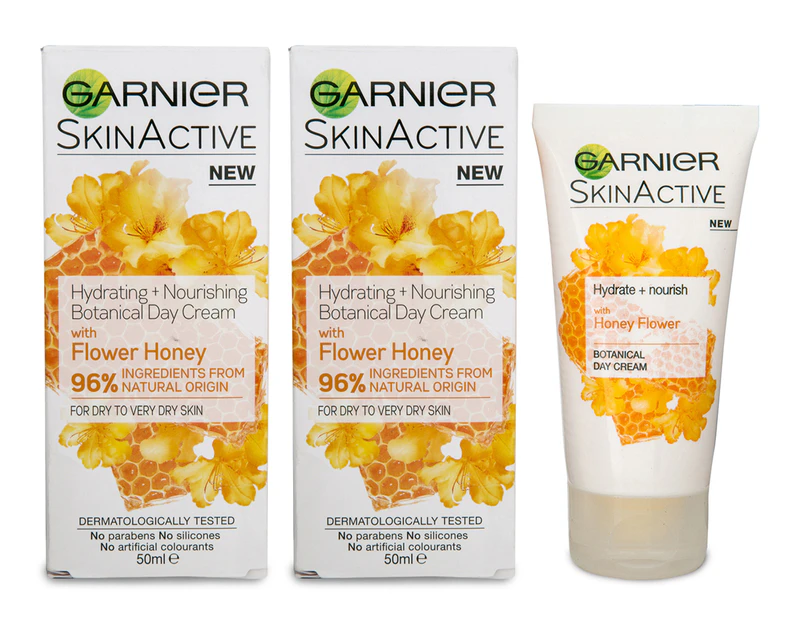 2 x Garnier Hydrating + Nourishing Botanical Day Cream For Dry Skin 50mL