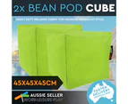 2x New Cube Bean Bag Cover Chair Waterproof Indoor Outdoor Beanbag Ottoman Green