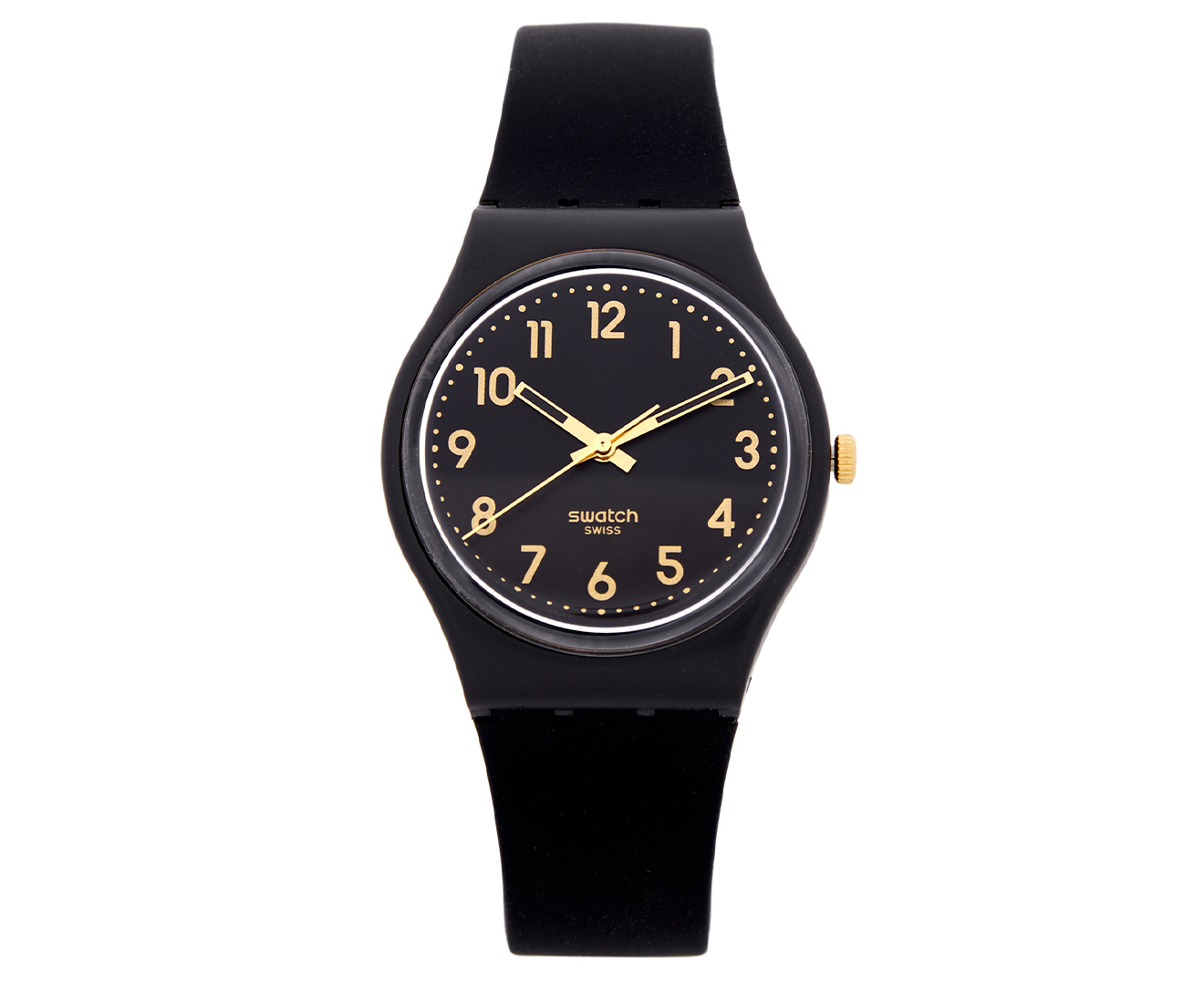 Swatch Unisex 34mm Golden Tac Silicone Watch - Black/Gold | Catch.co.nz